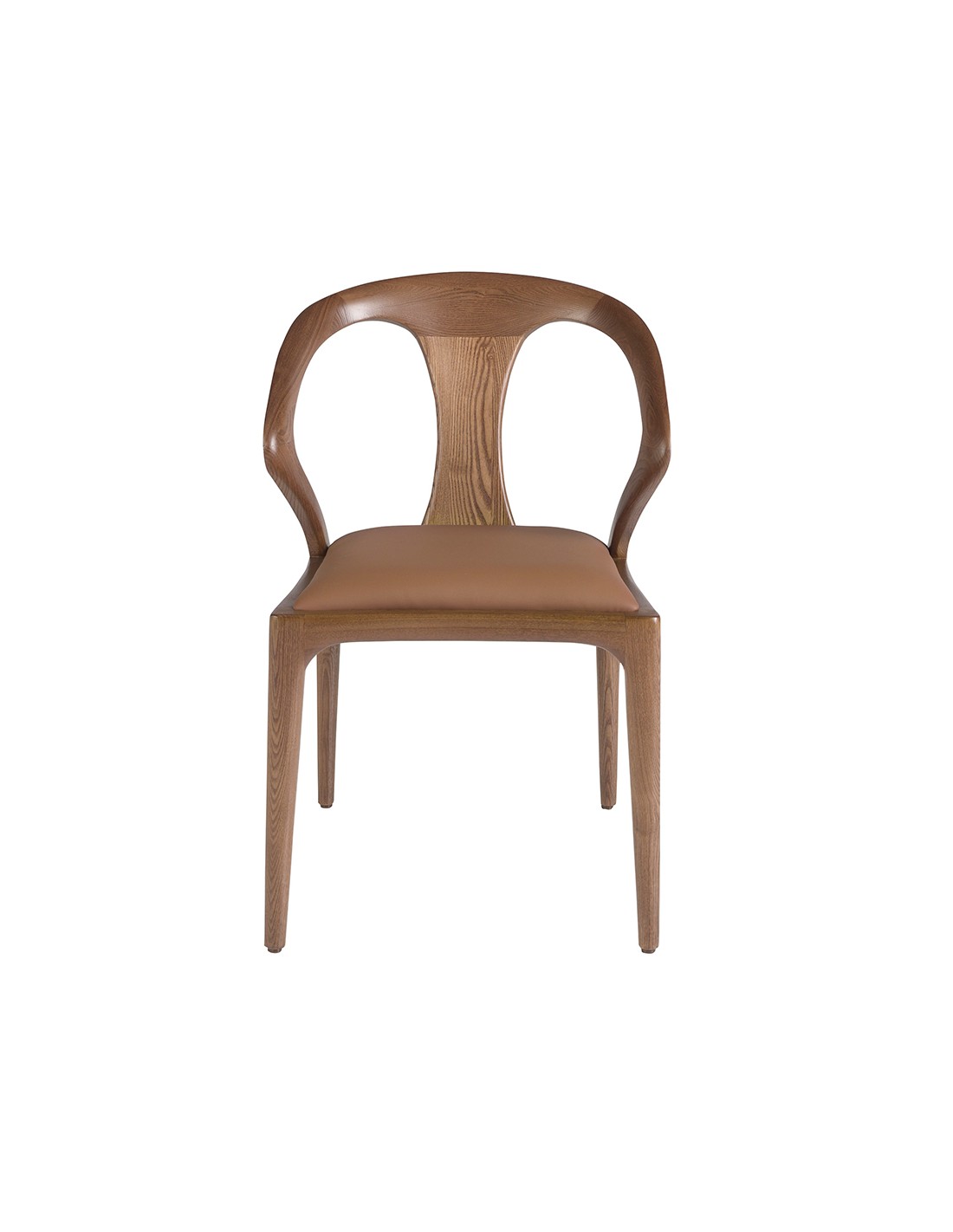 Silla nogal y polipiel marrón