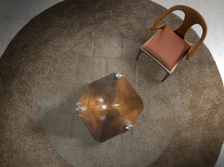 Silla nogal y polipiel marrón