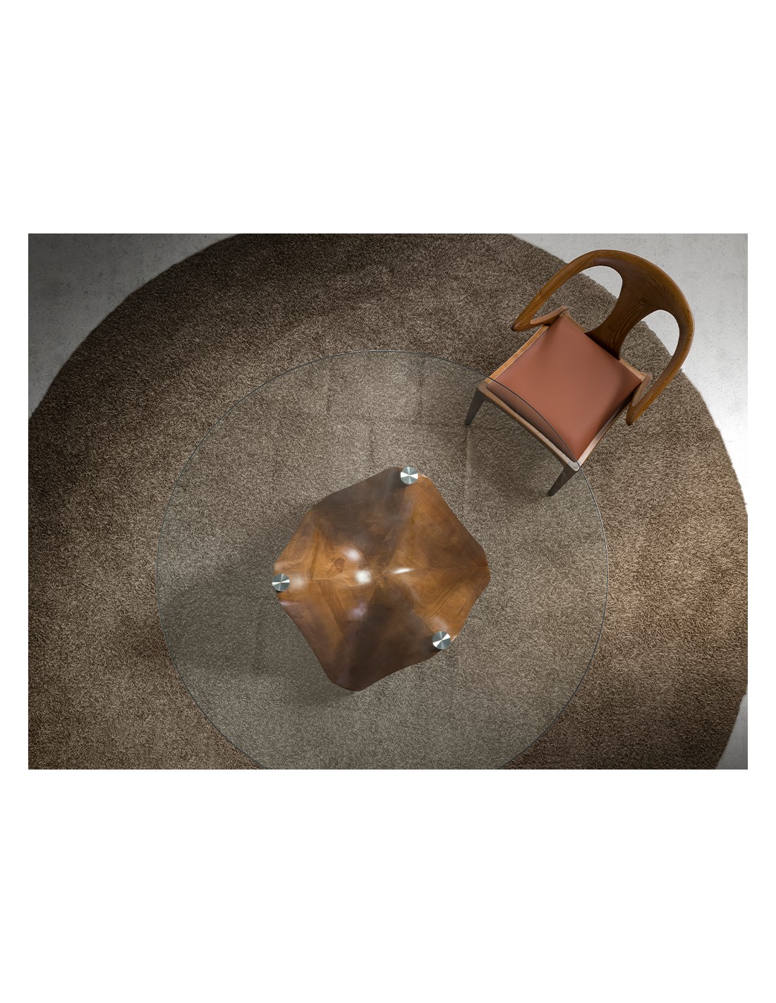 Silla nogal y polipiel marrón