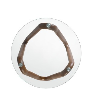 Mesa centro redonda cristal templado y nogal 2