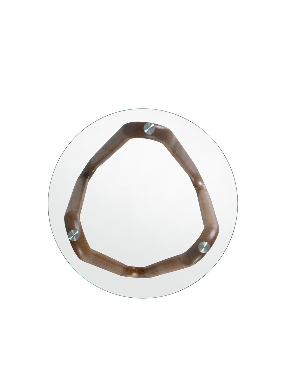 Mesa centro redonda cristal templado y nogal