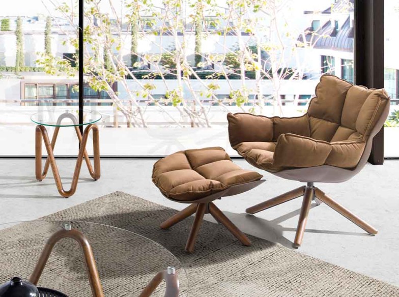 Mesa rincón redonda cristal templado y nogal