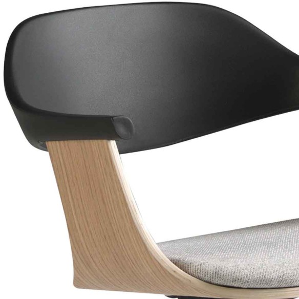 Silla oficina giratoria tela gris claro y pvc negro