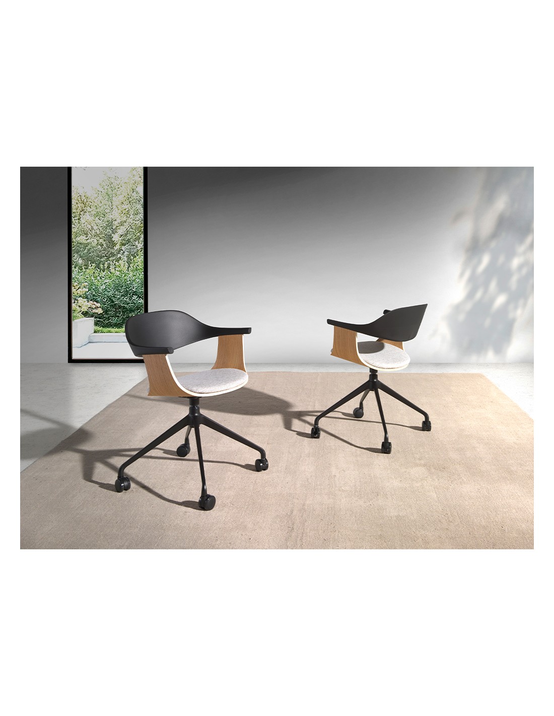 Silla oficina giratoria tela gris claro y pvc...