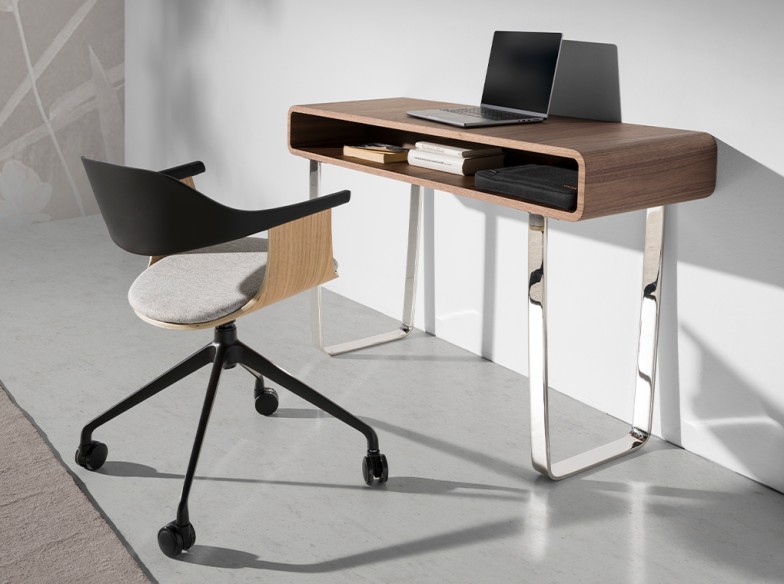 Silla oficina giratoria tela gris claro y pvc negro