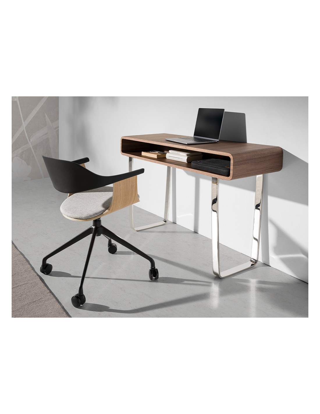 Silla oficina giratoria tela gris claro y pvc...