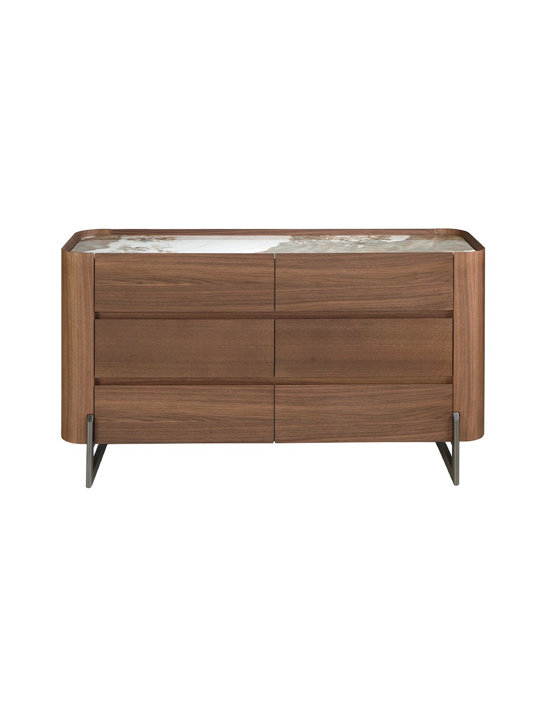 Cómoda nogal, acero visón metal y tapa de...