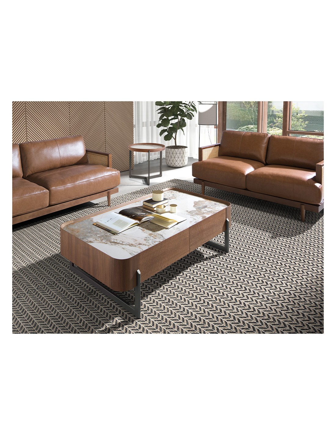 Mesa centro rectangular mármol porcelánico,...