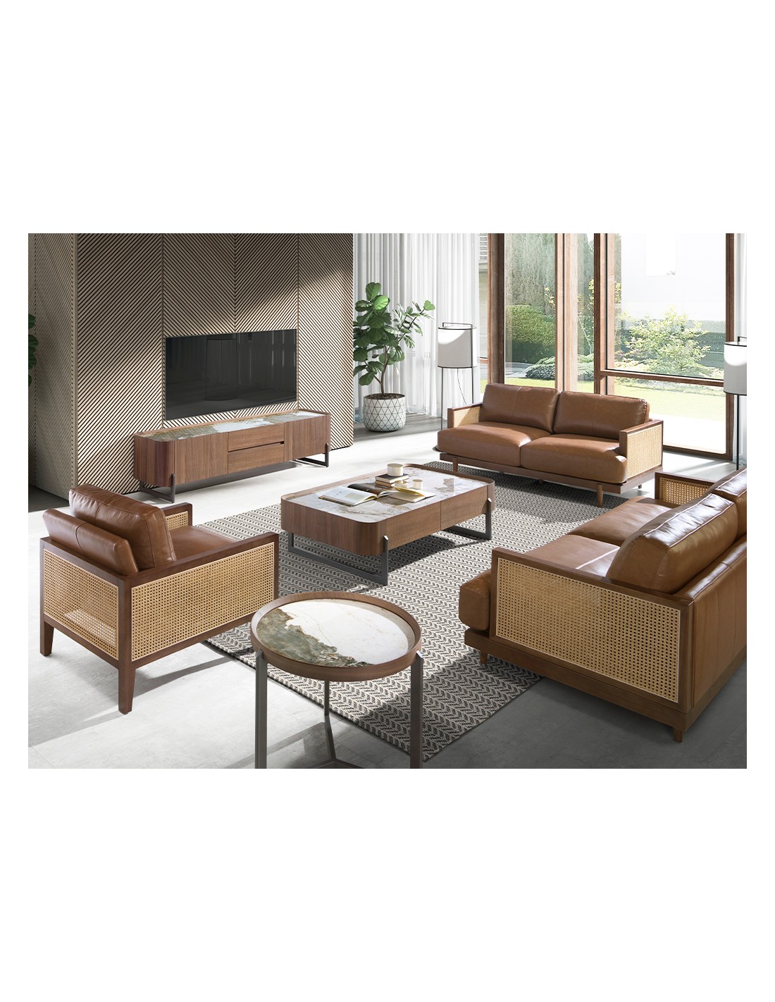 Mesa centro rectangular mármol porcelánico,...