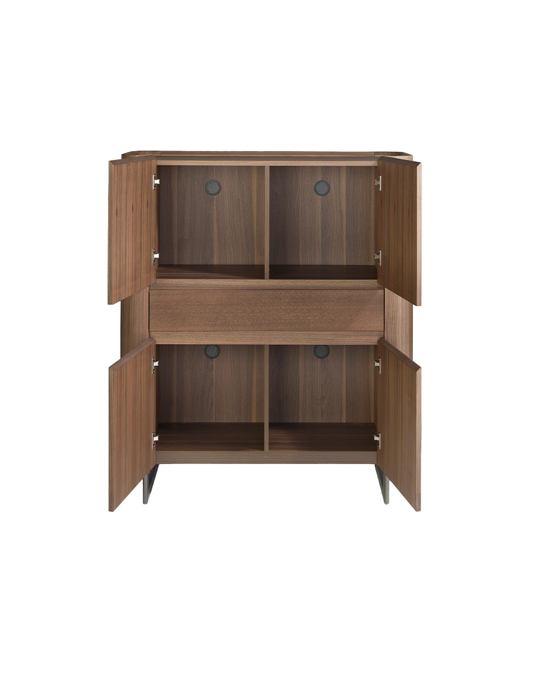 Aparador alto nogal y acero visón metal