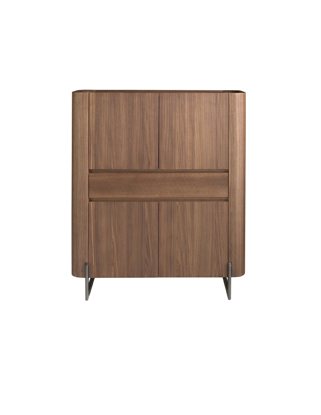 Aparador alto nogal y acero visón metal