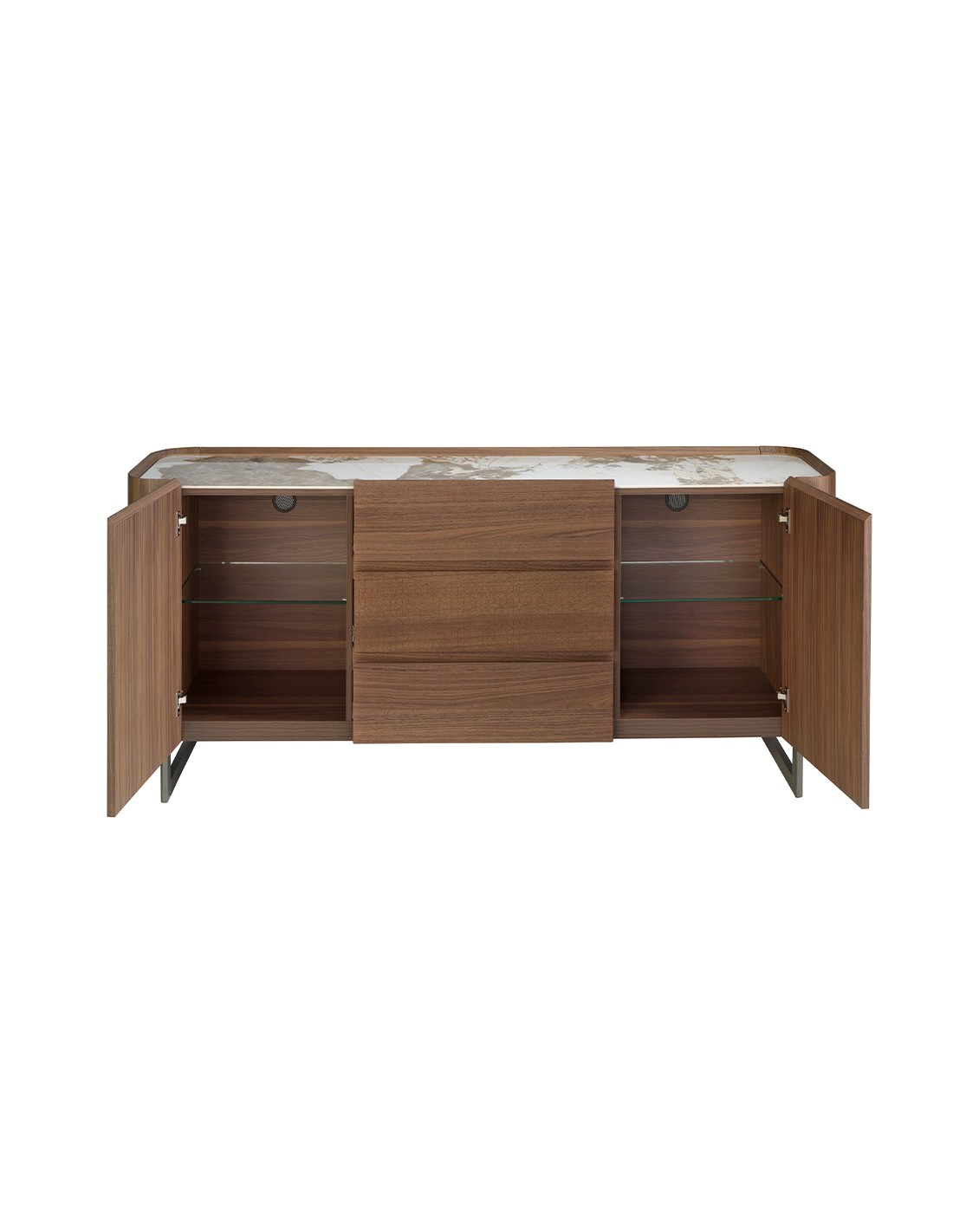 Aparador nogal, acero visón metal y tapa de...