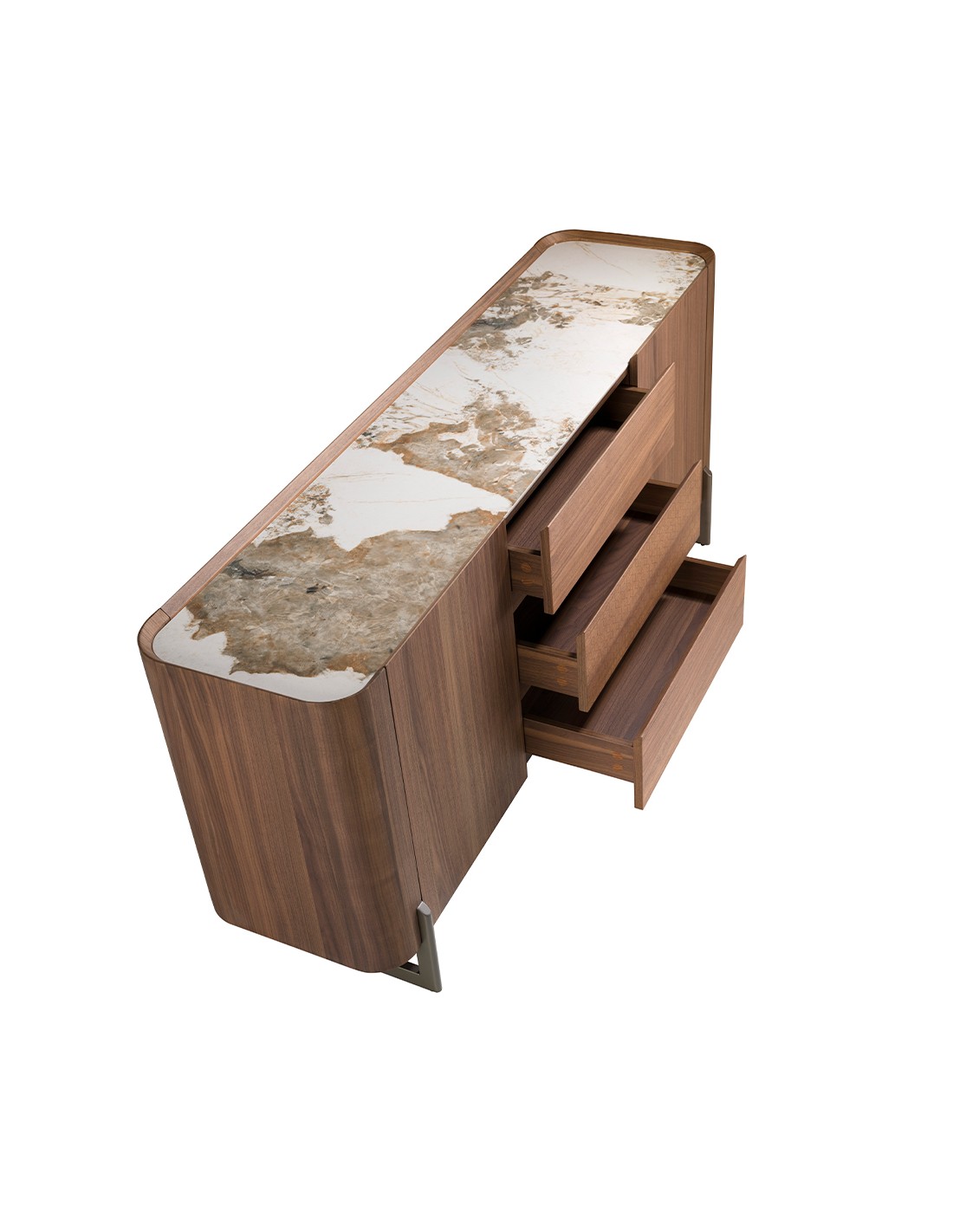 Aparador nogal, acero visón metal y tapa de...