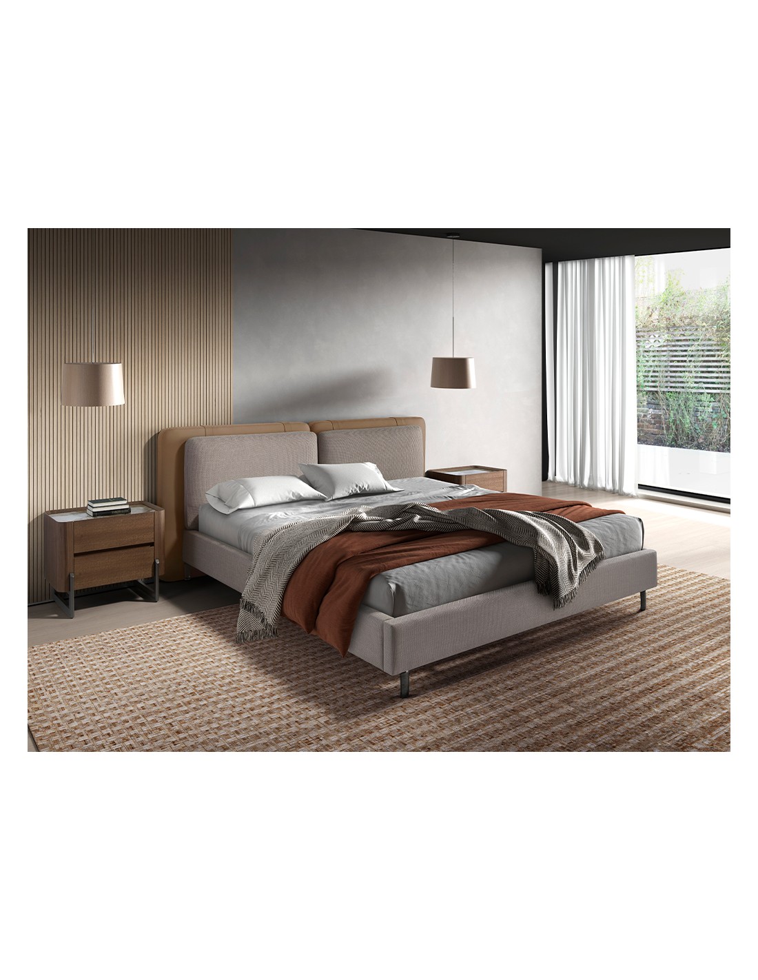 Mesita de noche nogal, acero visón metal y tapa...