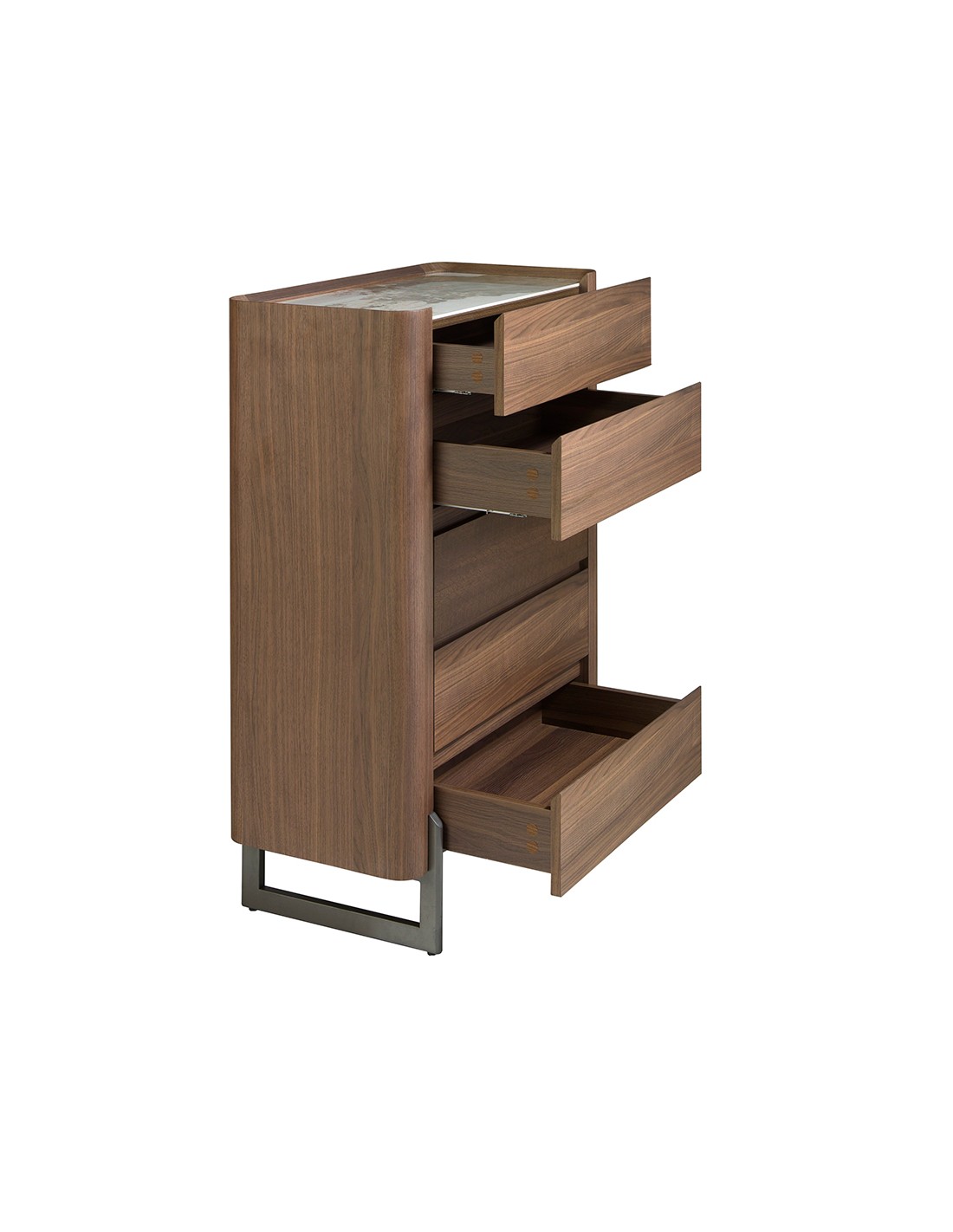 Chifonier nogal, acero visón metal y tapa de...