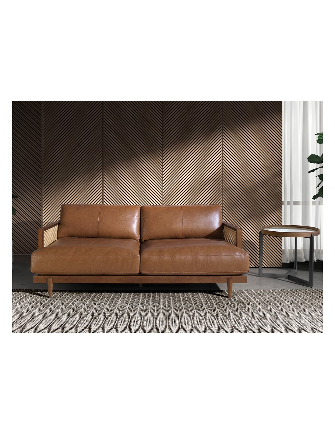 Sofá 3 plazas piel marrón