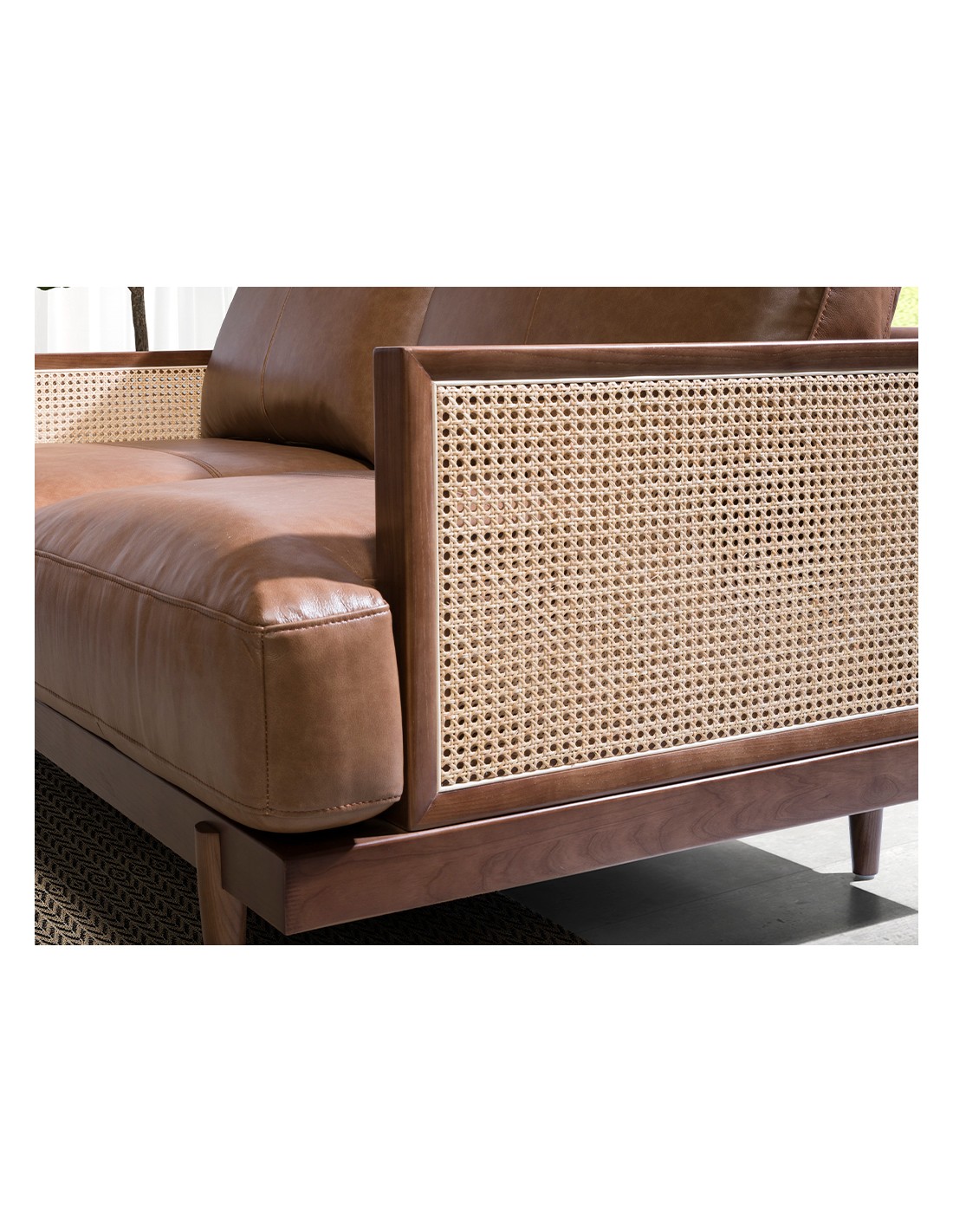 Sofá 2 plazas piel marrón