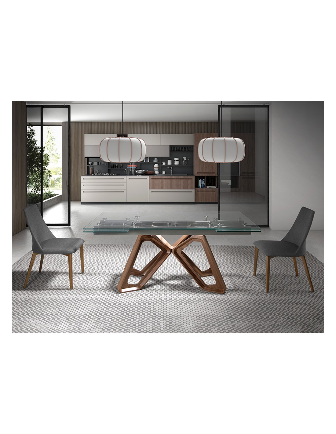 Mesa comedor extensible rectangular cristal...