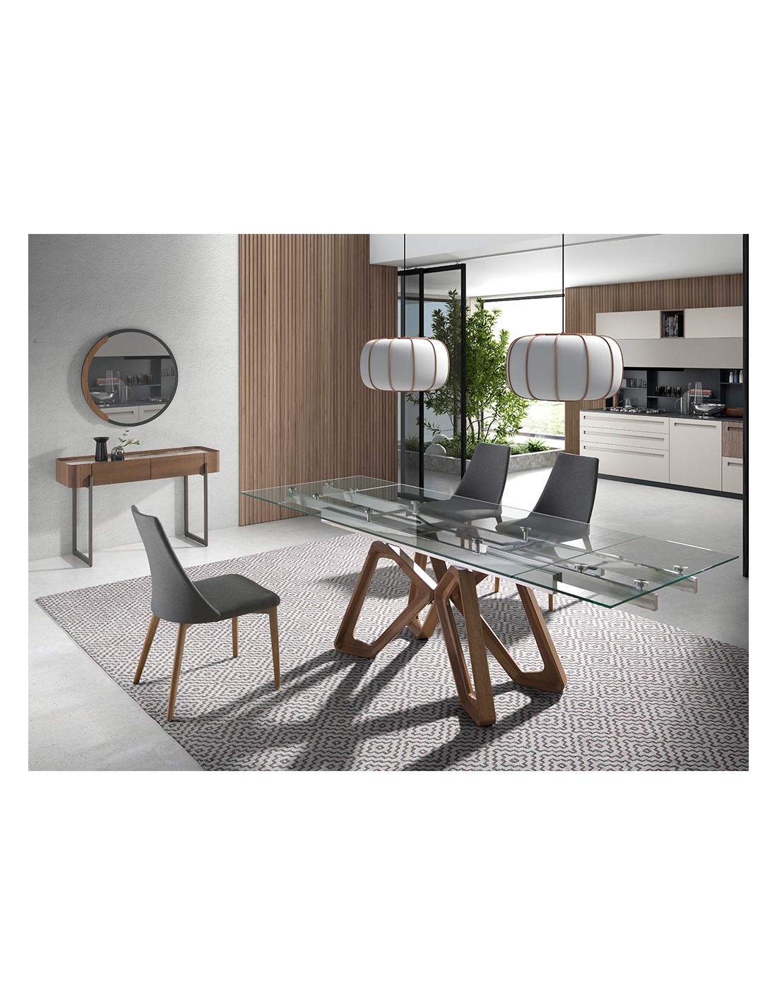 Mesa comedor extensible rectangular cristal...