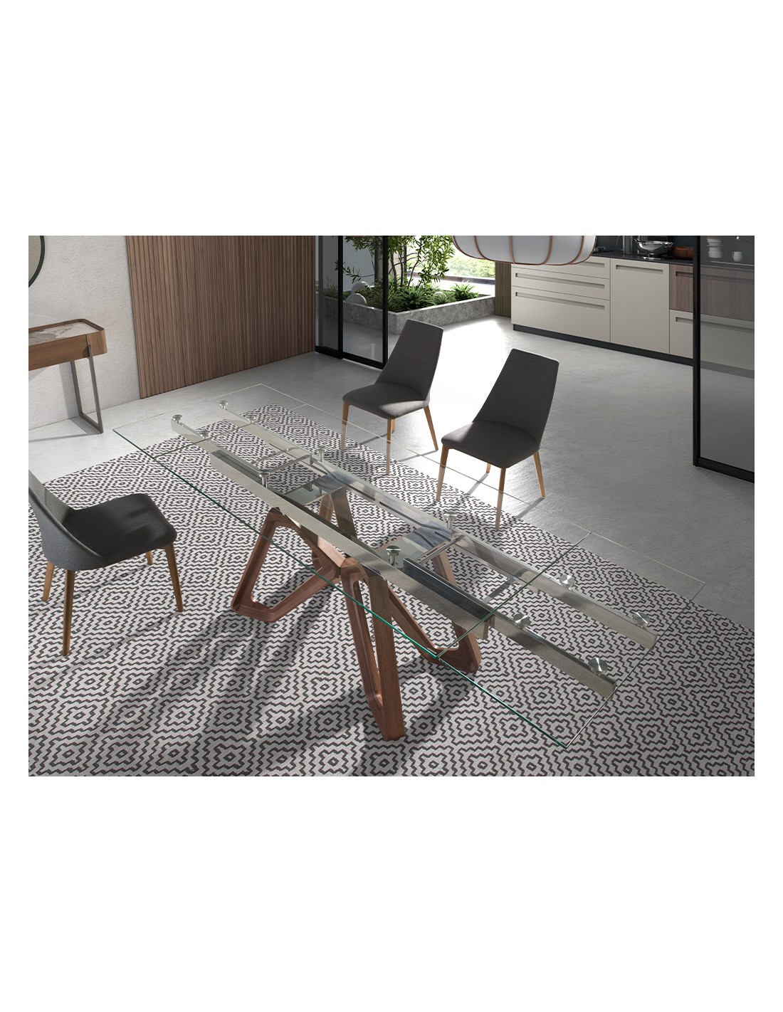 Mesa comedor extensible rectangular cristal...