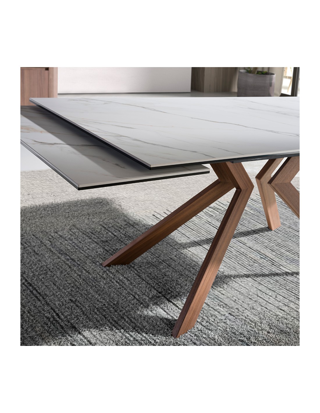 Mesa comedor extensible rectangular mármol...