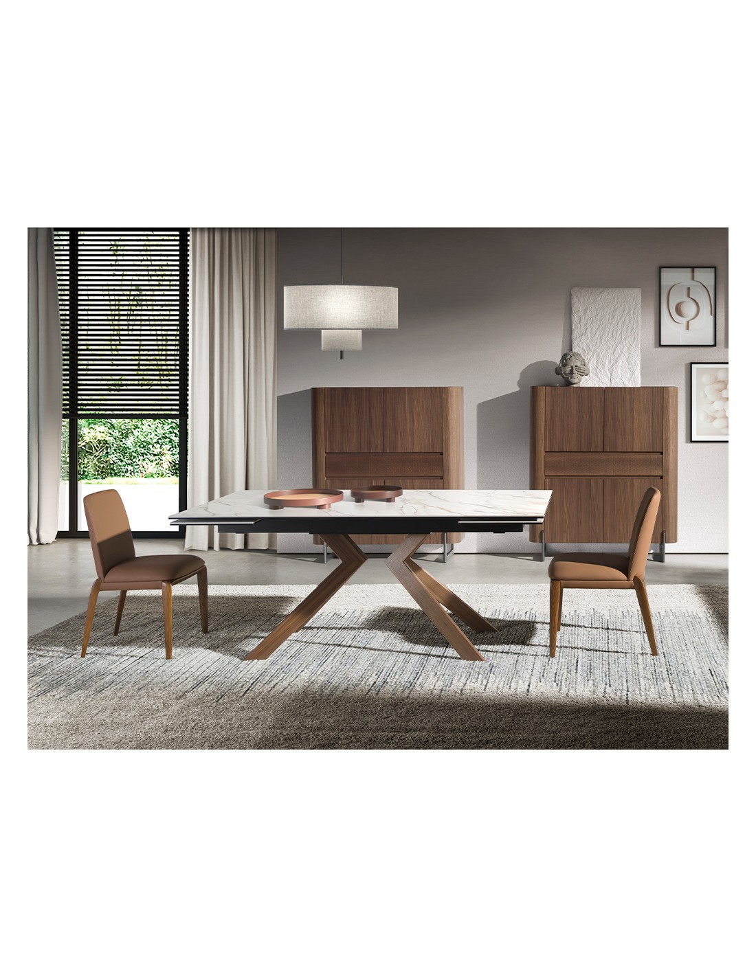 Mesa comedor extensible rectangular mármol...