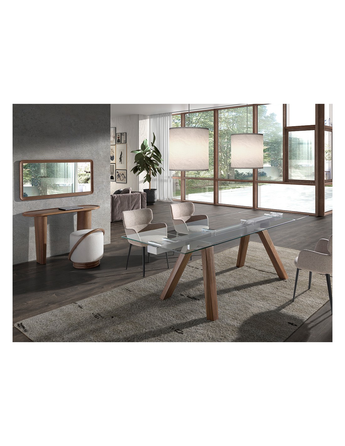 Espejo pared rectangular nogal