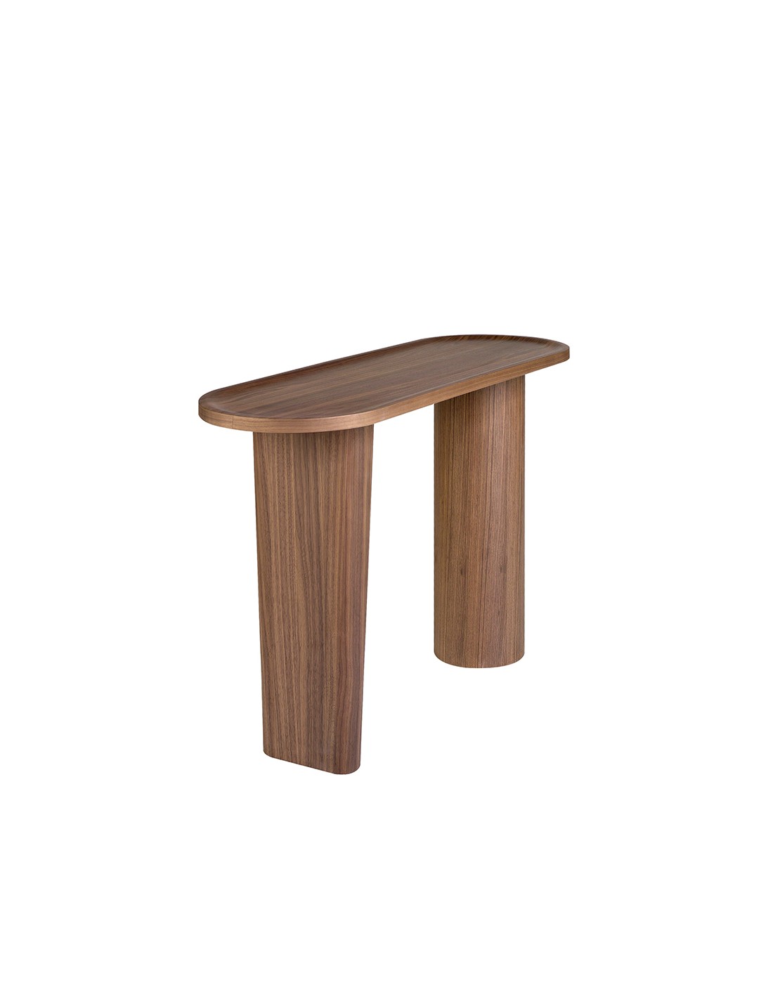 Consola ovalada medio punto nogal