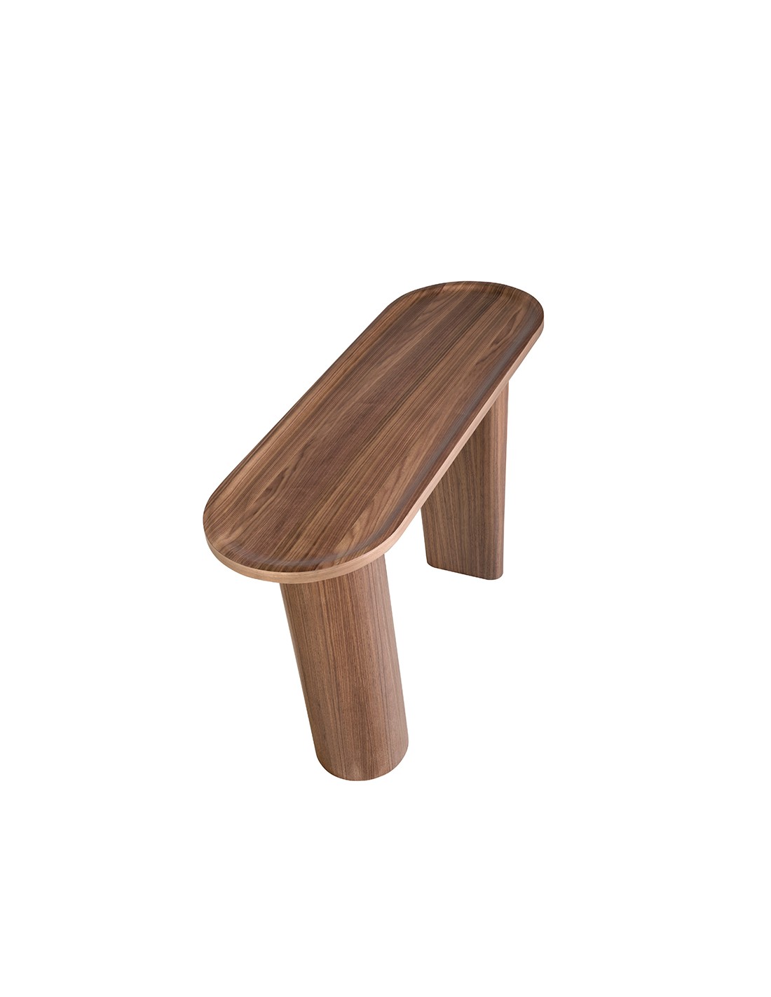 Consola ovalada medio punto nogal