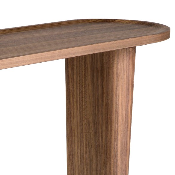 Consola ovalada medio punto nogal