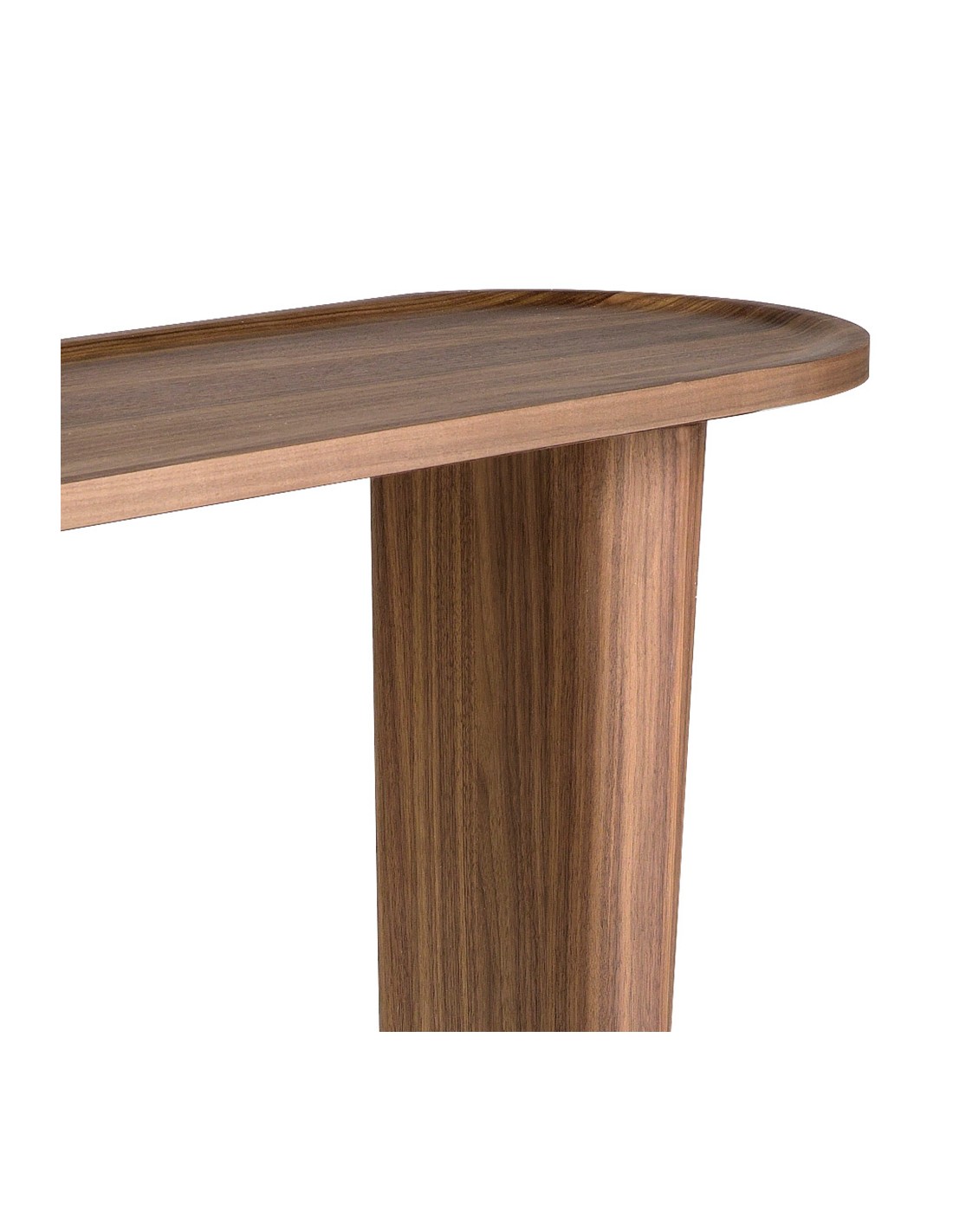 Consola ovalada medio punto nogal