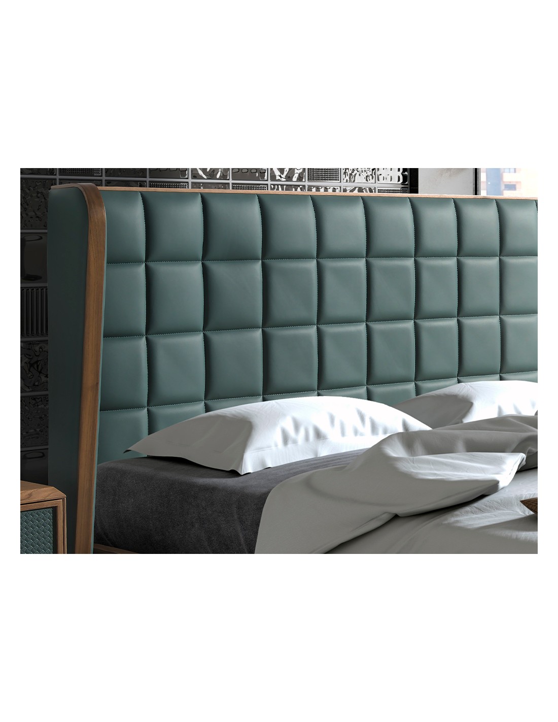 Cama polipiel color verde oscuro