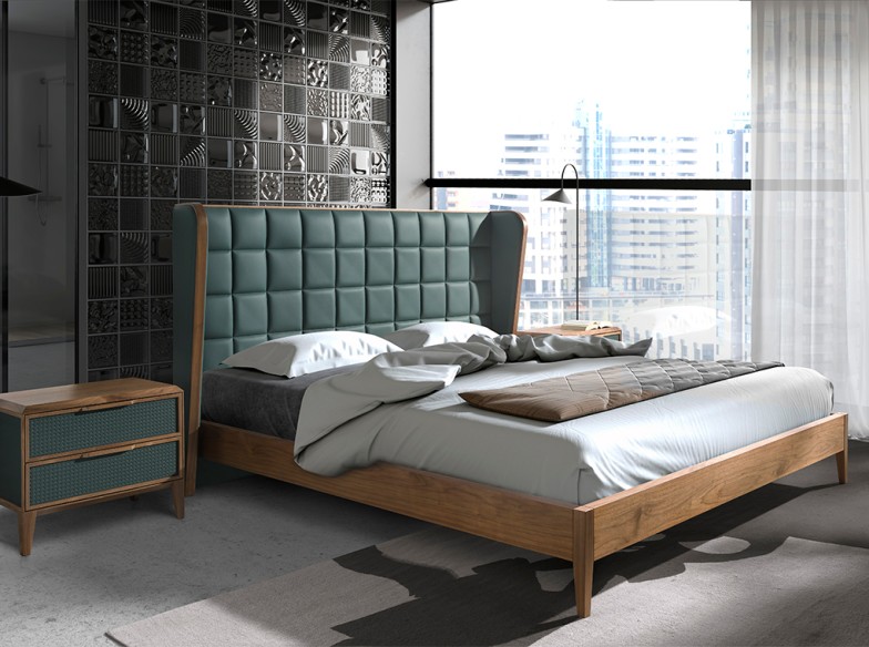 Cama polipiel color verde oscuro