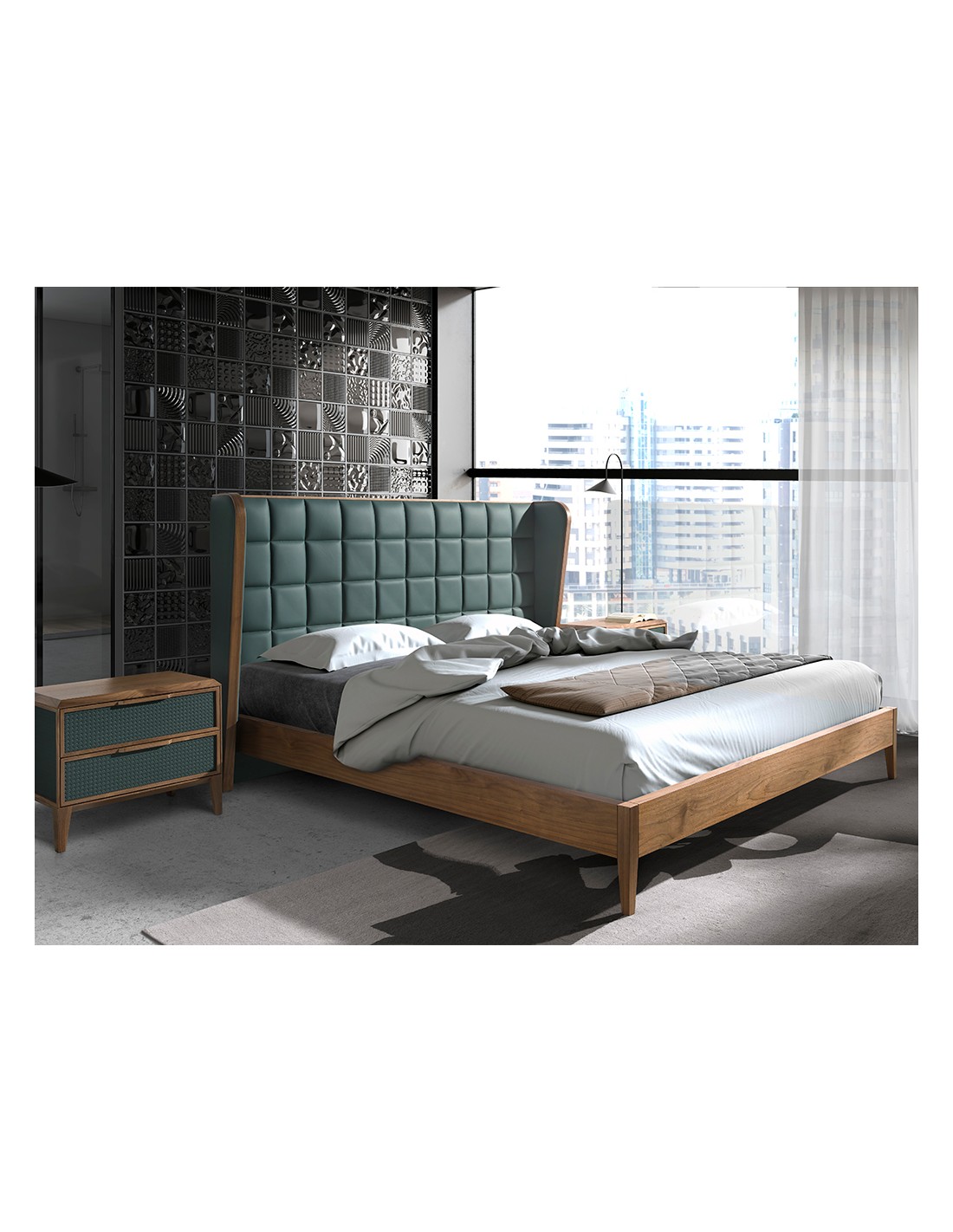 Cama polipiel color verde oscuro