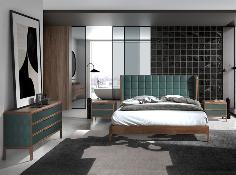 Cama polipiel color verde oscuro