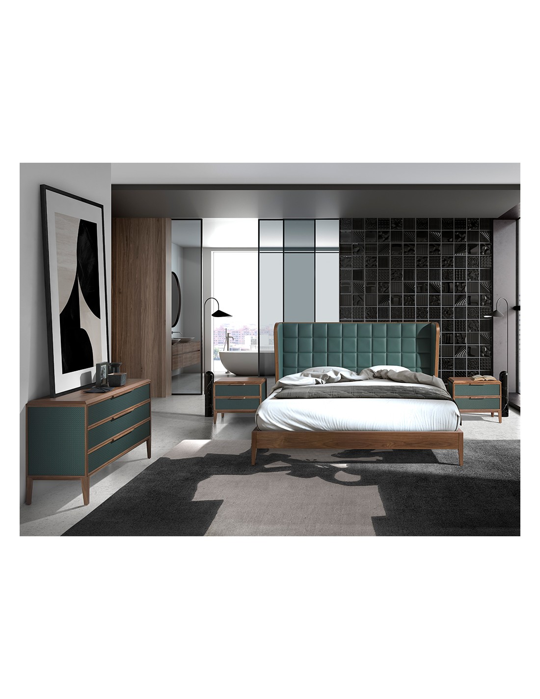 Cama polipiel color verde oscuro