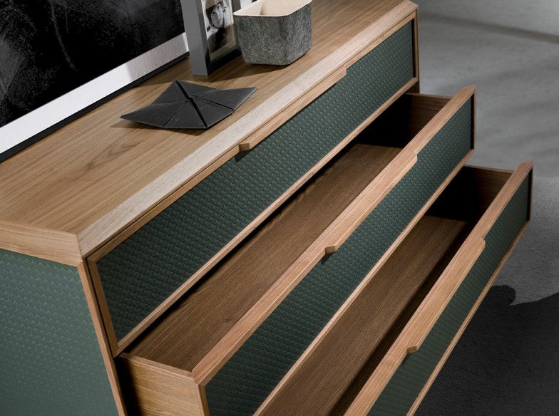 Cómoda pvc verde oscuro y nogal