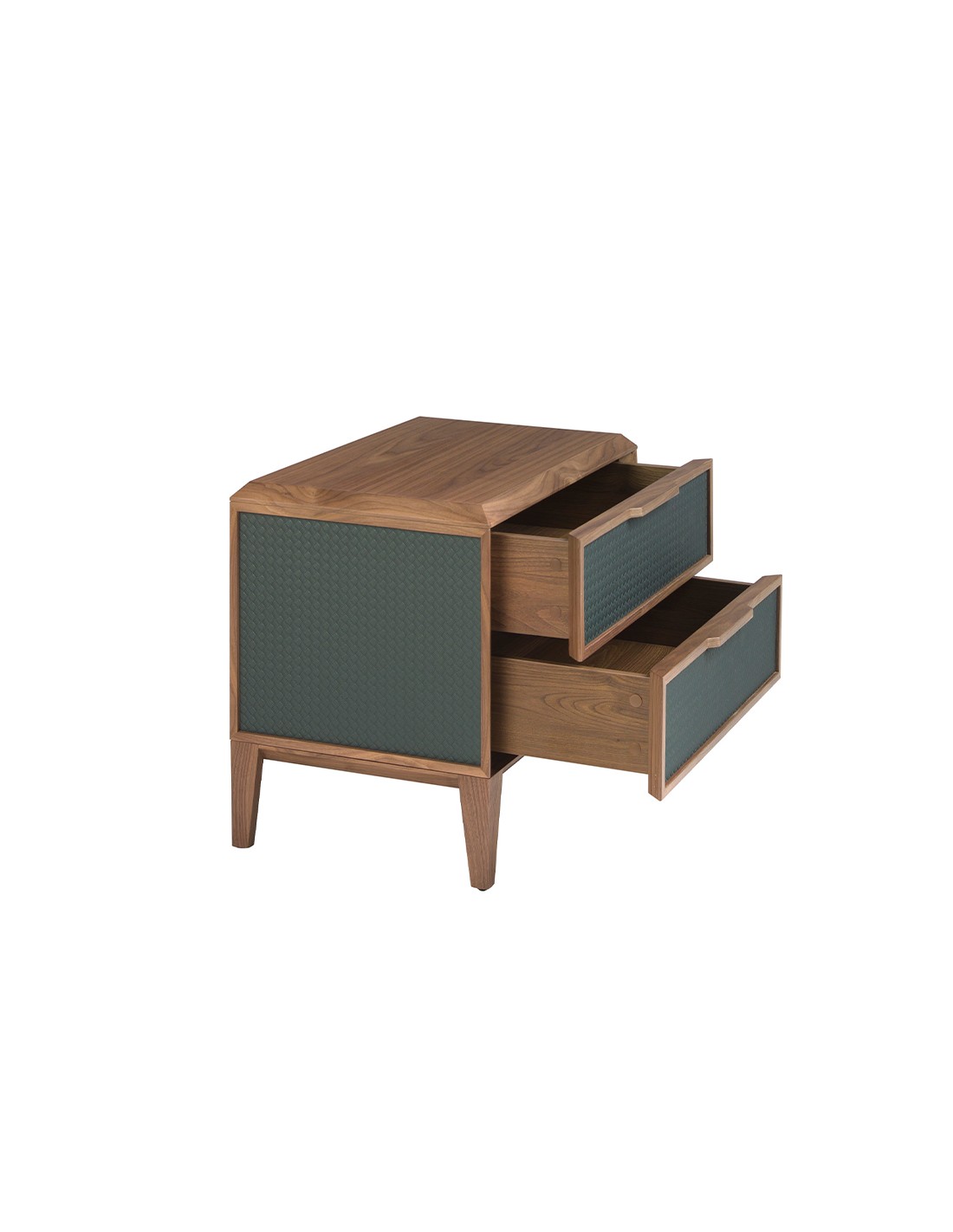 Mesita de noche pvc verde oscuro y nogal