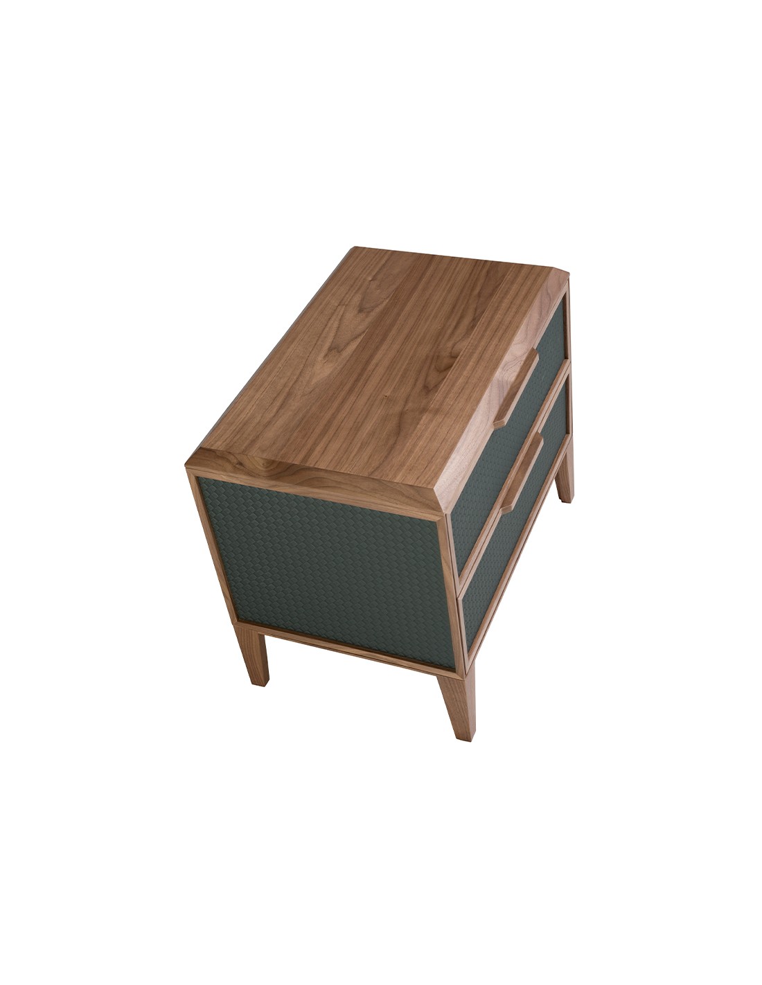 Mesita de noche pvc verde oscuro y nogal