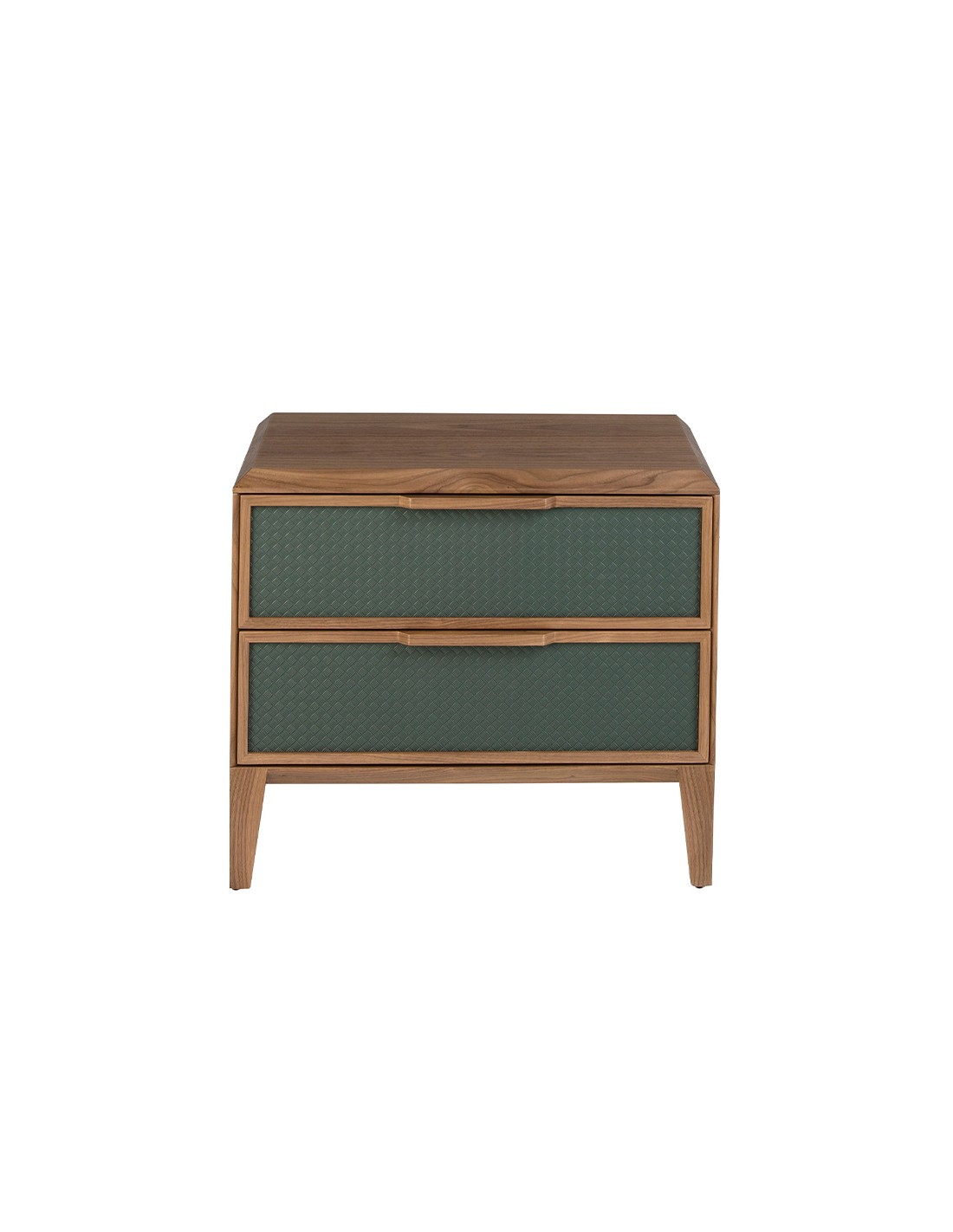 Mesita de noche pvc verde oscuro y nogal