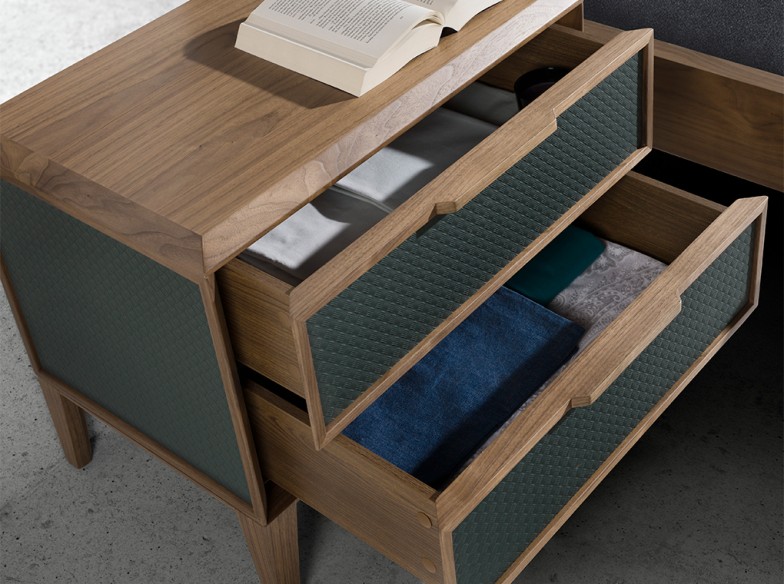 Mesita de noche pvc verde oscuro y nogal