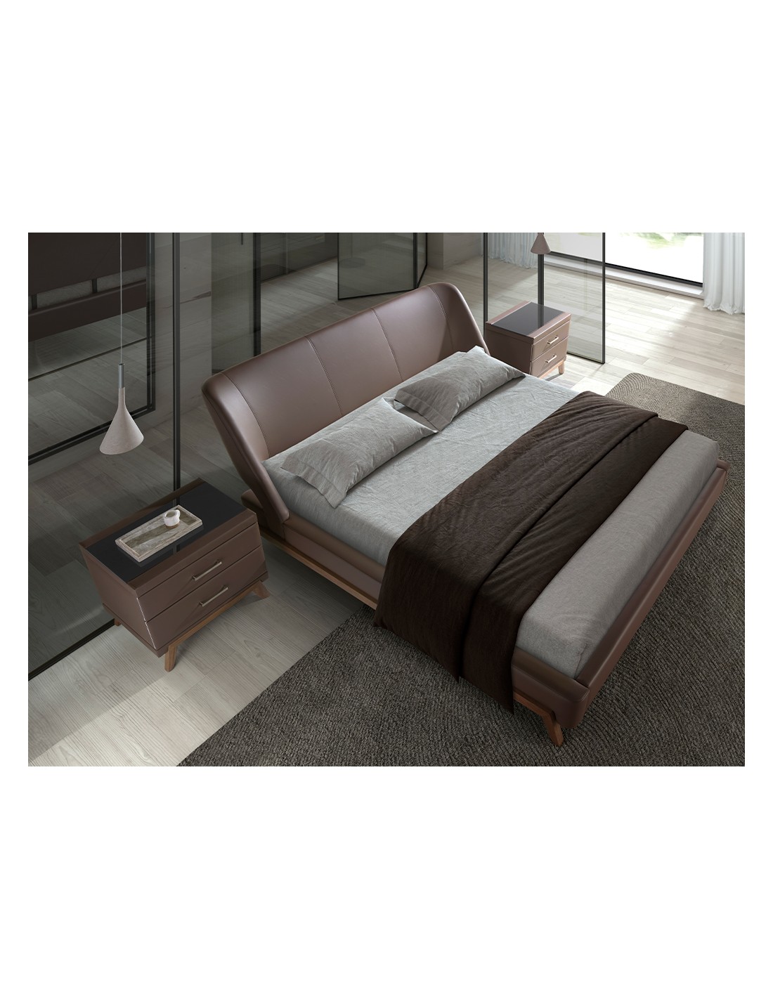 Cama polipiel color marrón chocolate