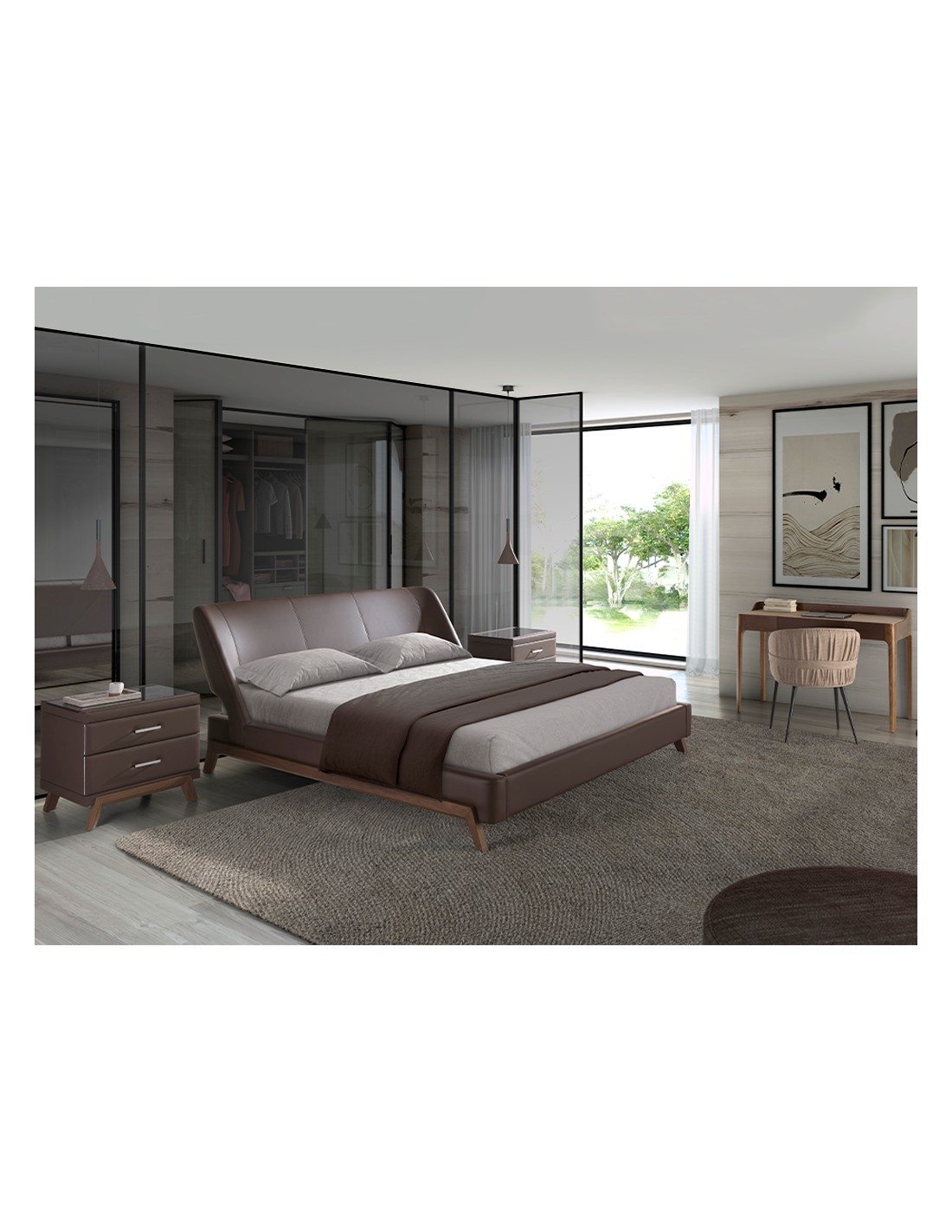 Cama polipiel color marrón chocolate