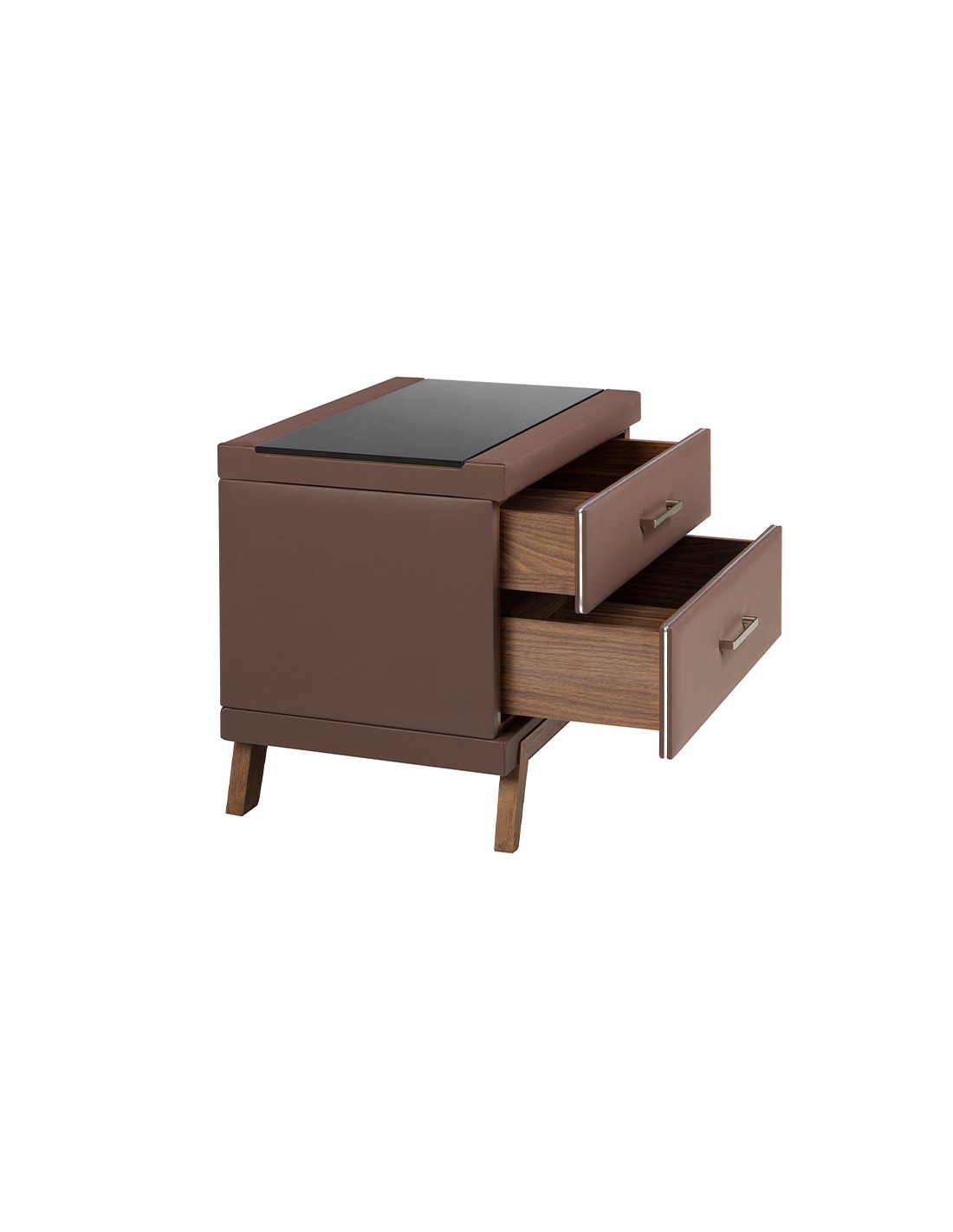 Mesita de noche polipiel y nogal con tapa de...