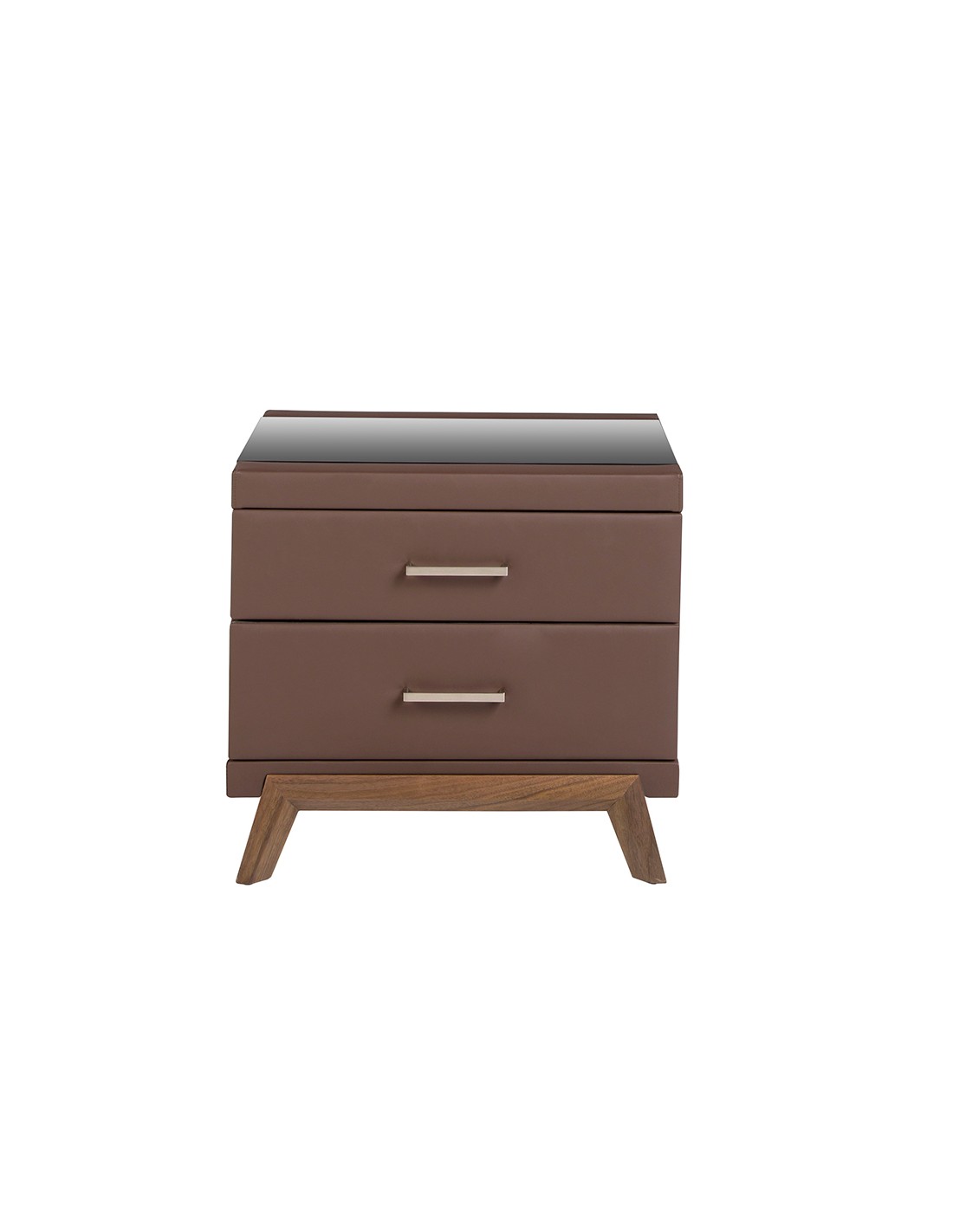 Mesita de noche polipiel y nogal con tapa de...