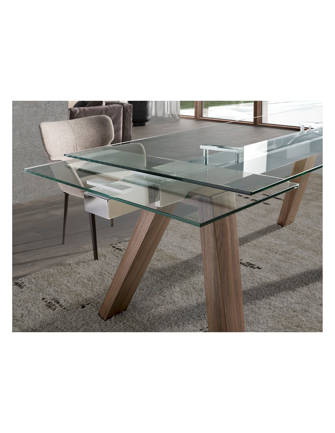Mesa comedor extensible rectangular cristal...