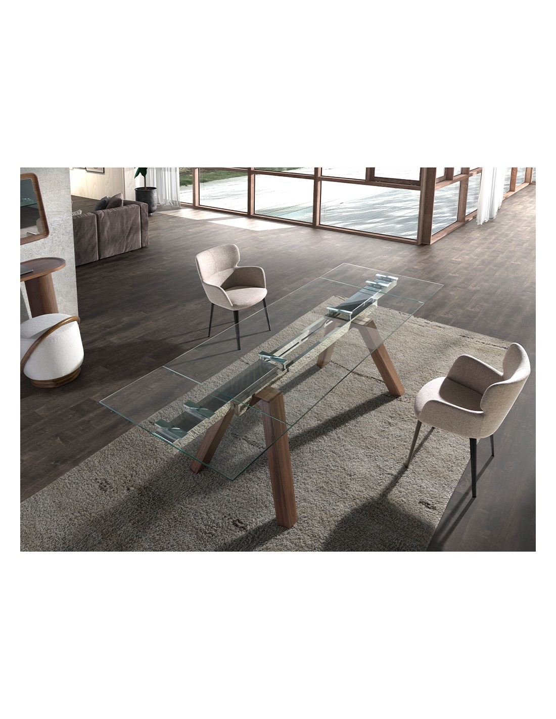 Mesa comedor extensible rectangular cristal...