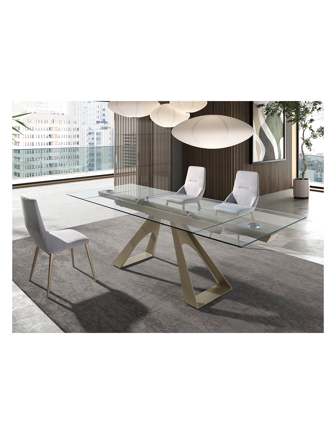 Mesa comedor extensible rectangular cristal...