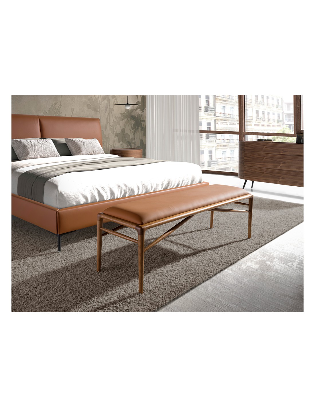 Banqueta polipiel marrón