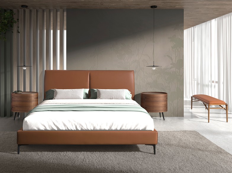 Banqueta polipiel marrón